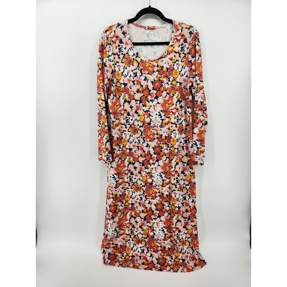 Lands' End Floral Print‎ Long Sleeve Maxi Dress Womens Size M/T